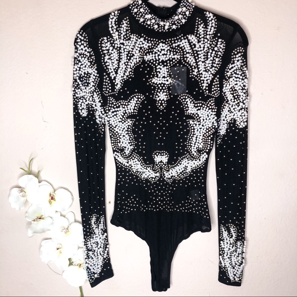Windsor Hand-beaded Flame Bodysuit